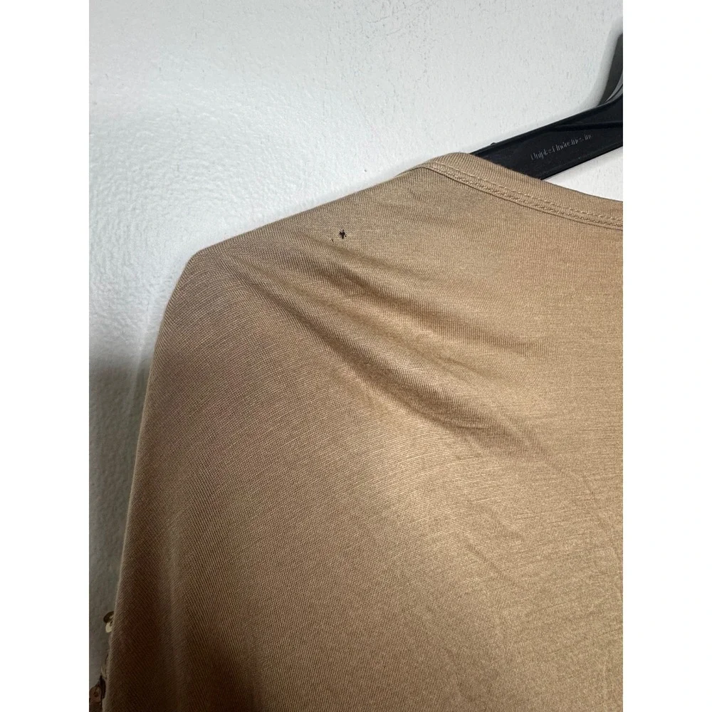 Michael Kors Dark Camel Gold Sequin Front Short Sleeve‎ Top